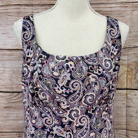 Lands' End Women's Navy Retro Paisley Print Square Neck Tankini Size 14D - Picture 3 of 13